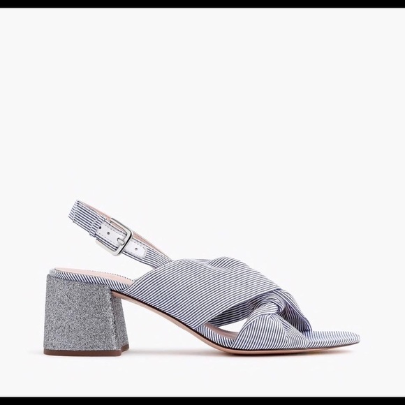 Brand New J.Crew Twisted-knot Penny In Stripe with Glitter Heel Sandals size 9.5 - Picture 3 of 6